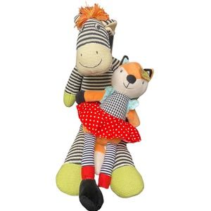 NWT MacKenzie Childs Large 22" Zoey Zebra & 15" Fiona The Fox Plush Set of 2